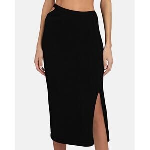 CULT GAIA Women's Samira Black Knit Slit Cut-Out Midi Skirt Size XS